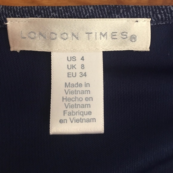 London Times Denim Blue Cold Shoulder Dress Sz 4 - Picture 5 of 5